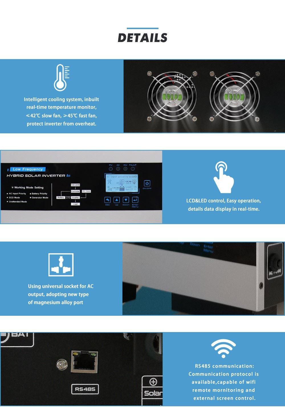 dc to ac hybrid solar inverter